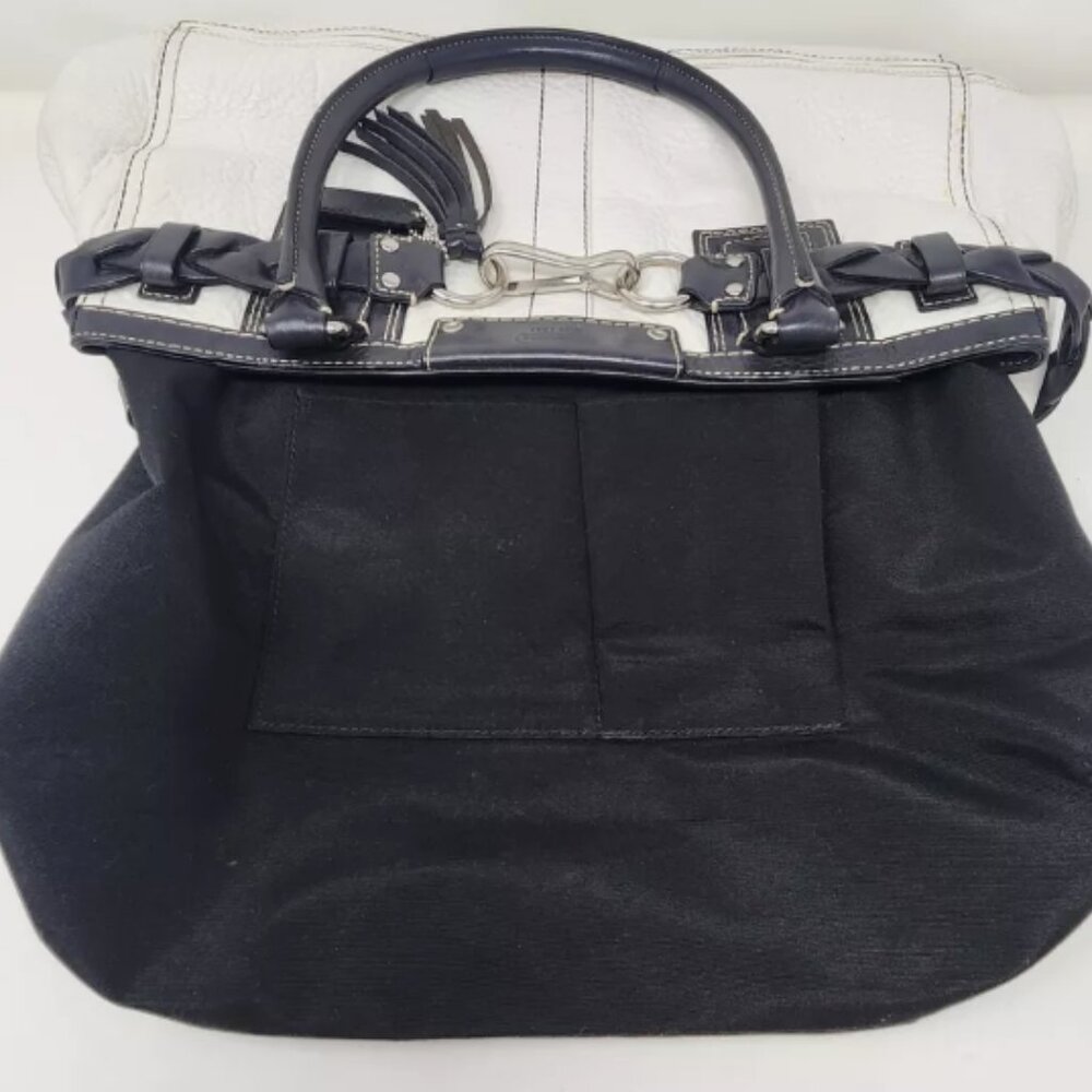 Coach Hampton Pebble Leather - Off White w/Black Trim - Silver Hardware - Picture 7 of 7